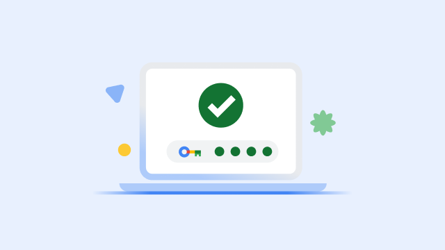 На экране ноутбука изображен большой зеленый флажок и показано, что настройка электронного ключа завершена.